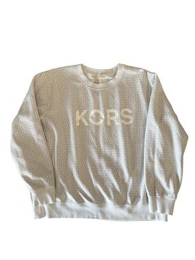 Michael Kors Cream MK Monogram Crewneck Sweatshirt - XL